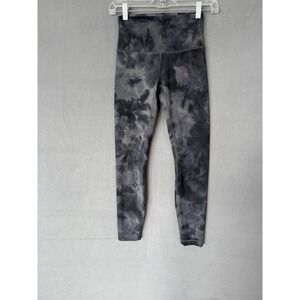 Lululemon Align High Rise Diamond Tye Dye Black Gray Crop 24" Leggings Size 4